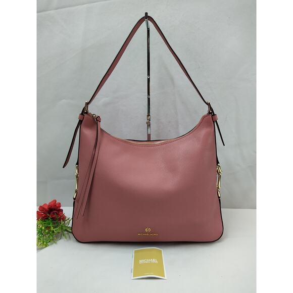 Michael Kors Laney Pink Leather Zipper Closure Large Hobo Shoulder Bag - $358 - Picture 1 of 15